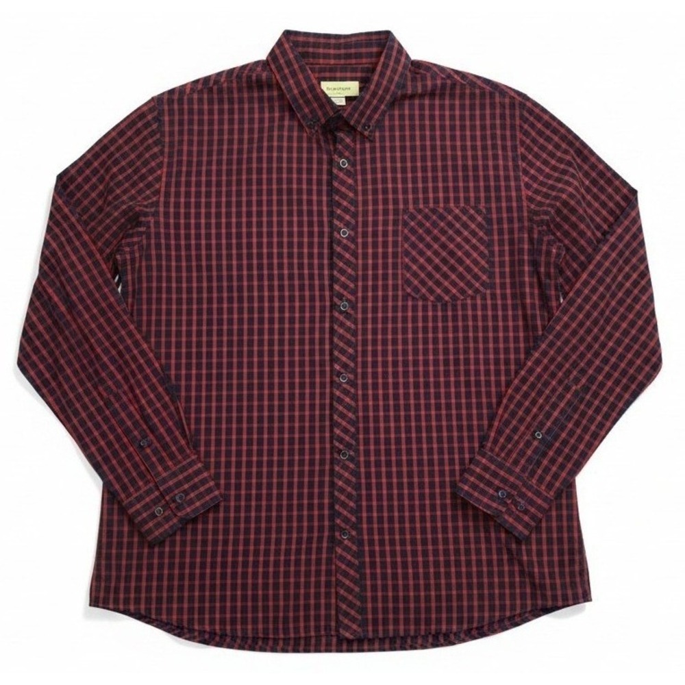 Dapper Boi Mens XL Button Down Shirt Red/Blue Plaid Long Sleeve Casual